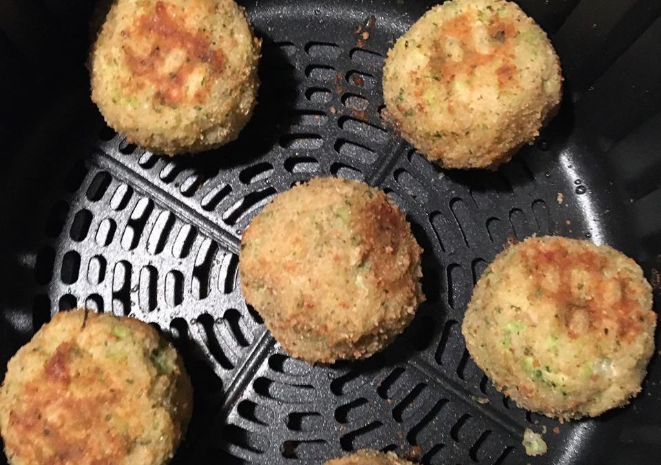 Air Fried Rice Balls with Broccoli