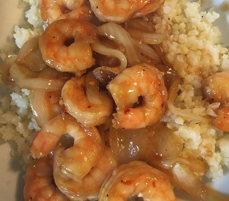 Honey Garlic Butter Shrimp & Onions