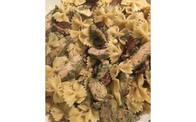 Pesto Genovese Chicken with Portobello Mushrooms and Bow tie Pasta